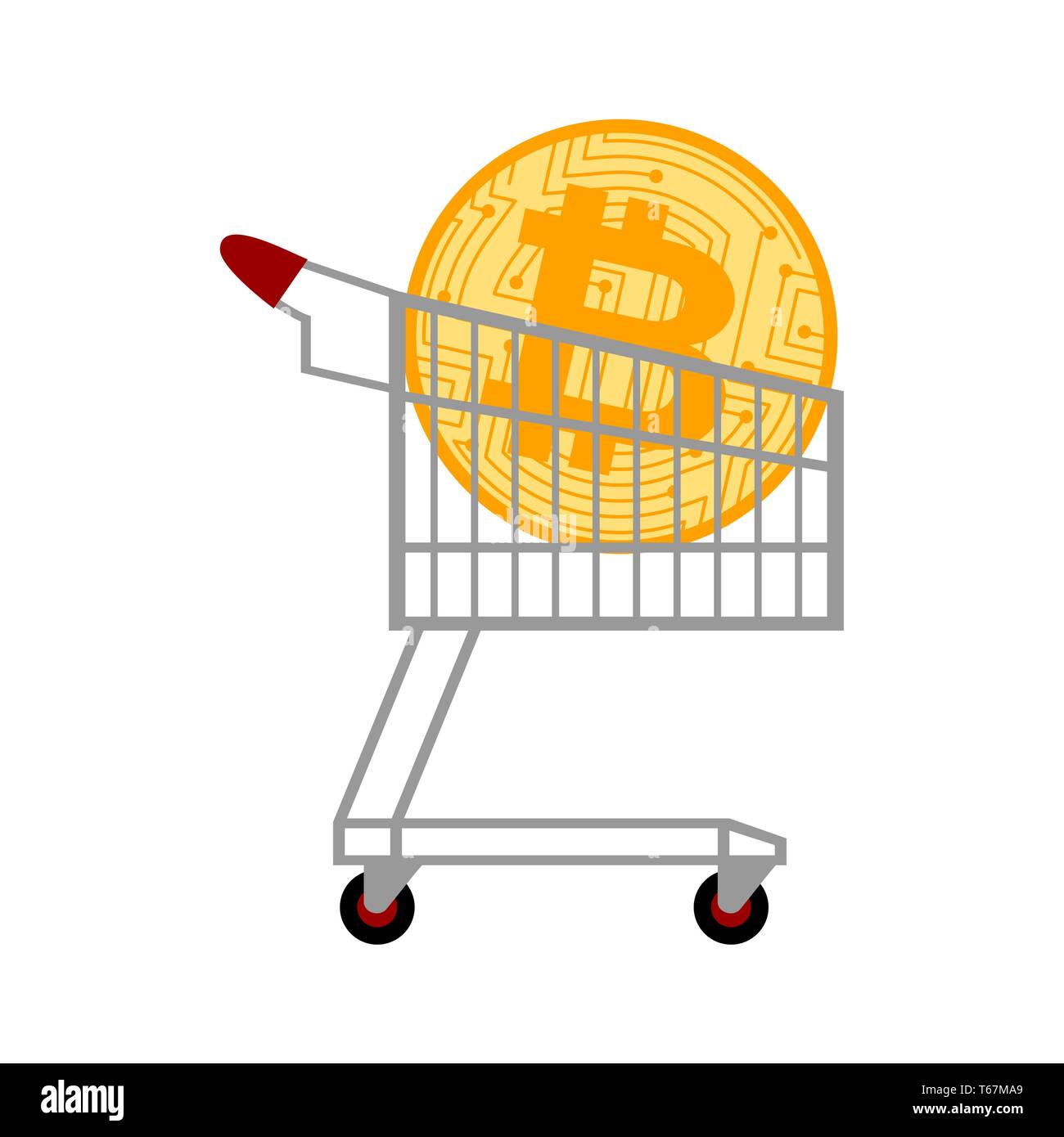 Bitcoin in market cart. buy of cryptocurrency. Crypto exchange sale Stock  Vector Image & Art - Alamy