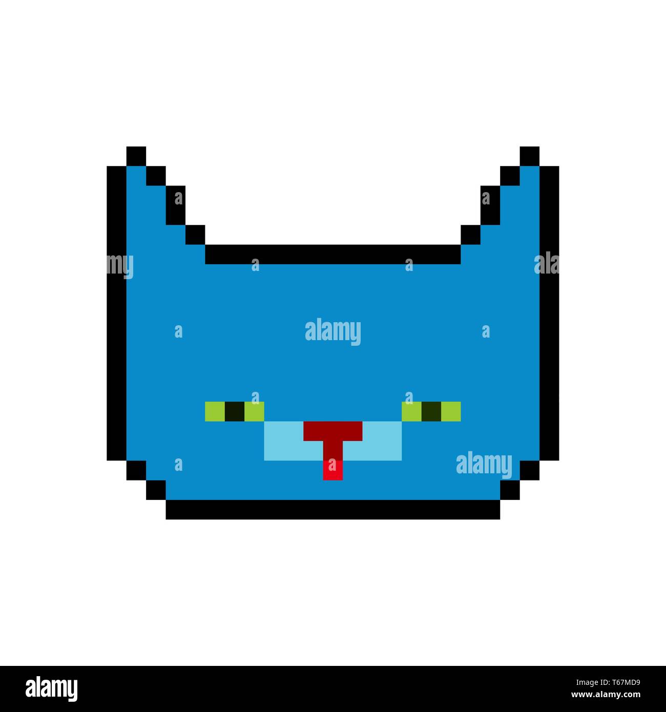 Cute pixel 8 bit cat isolated on blue background 15435020 Vector Art at  Vecteezy