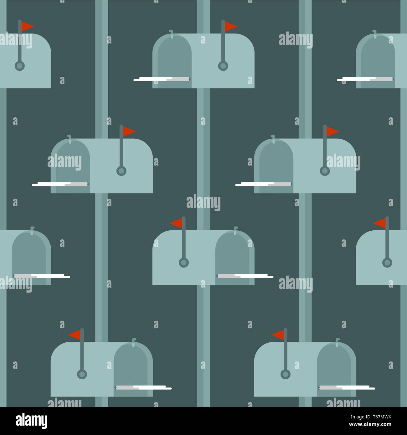 Mailbox pattern seamless. Box for letters for street background. Vector texture Stock Vector