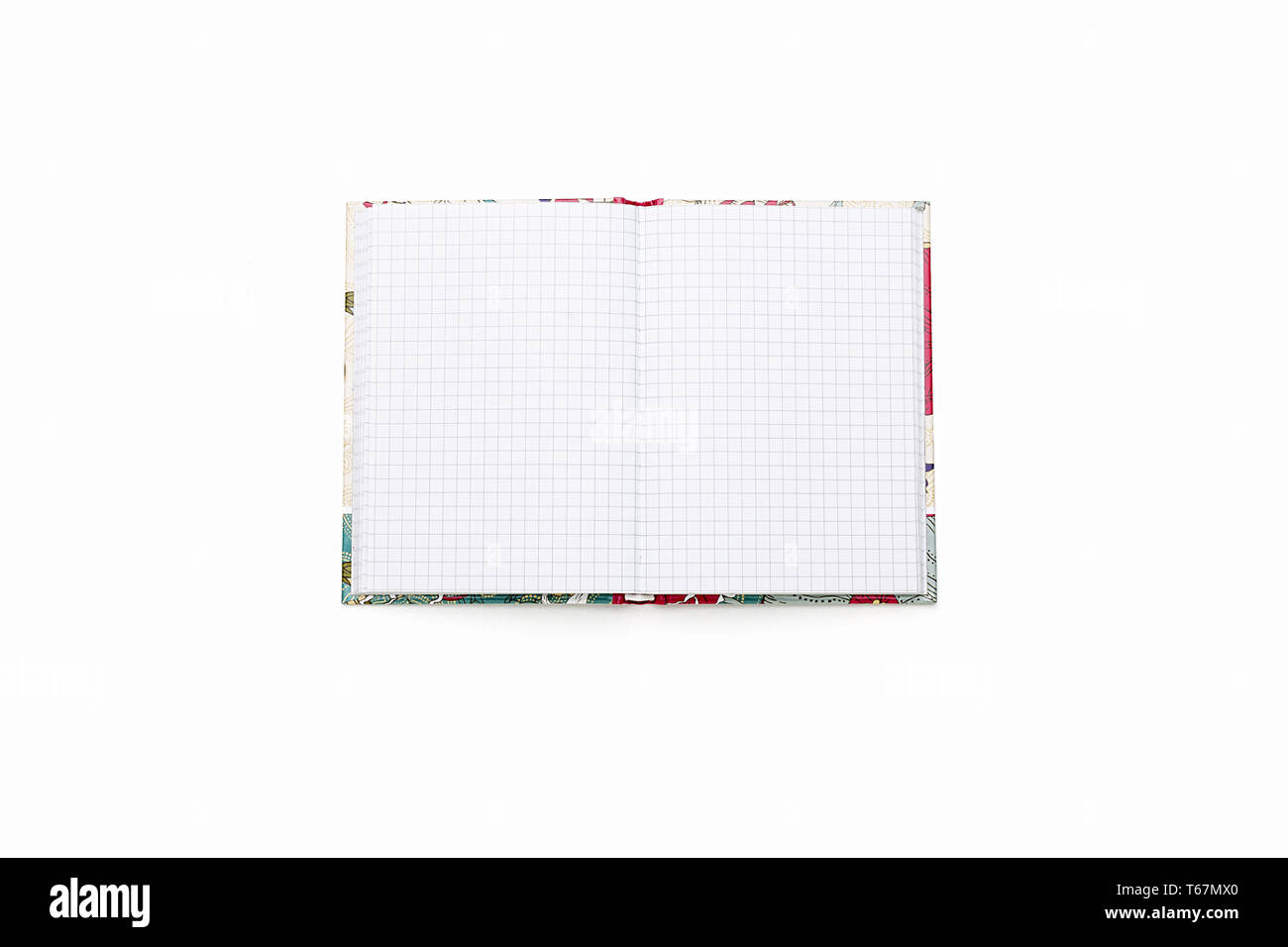 blank open squared text book, isolated on white Stock Photo