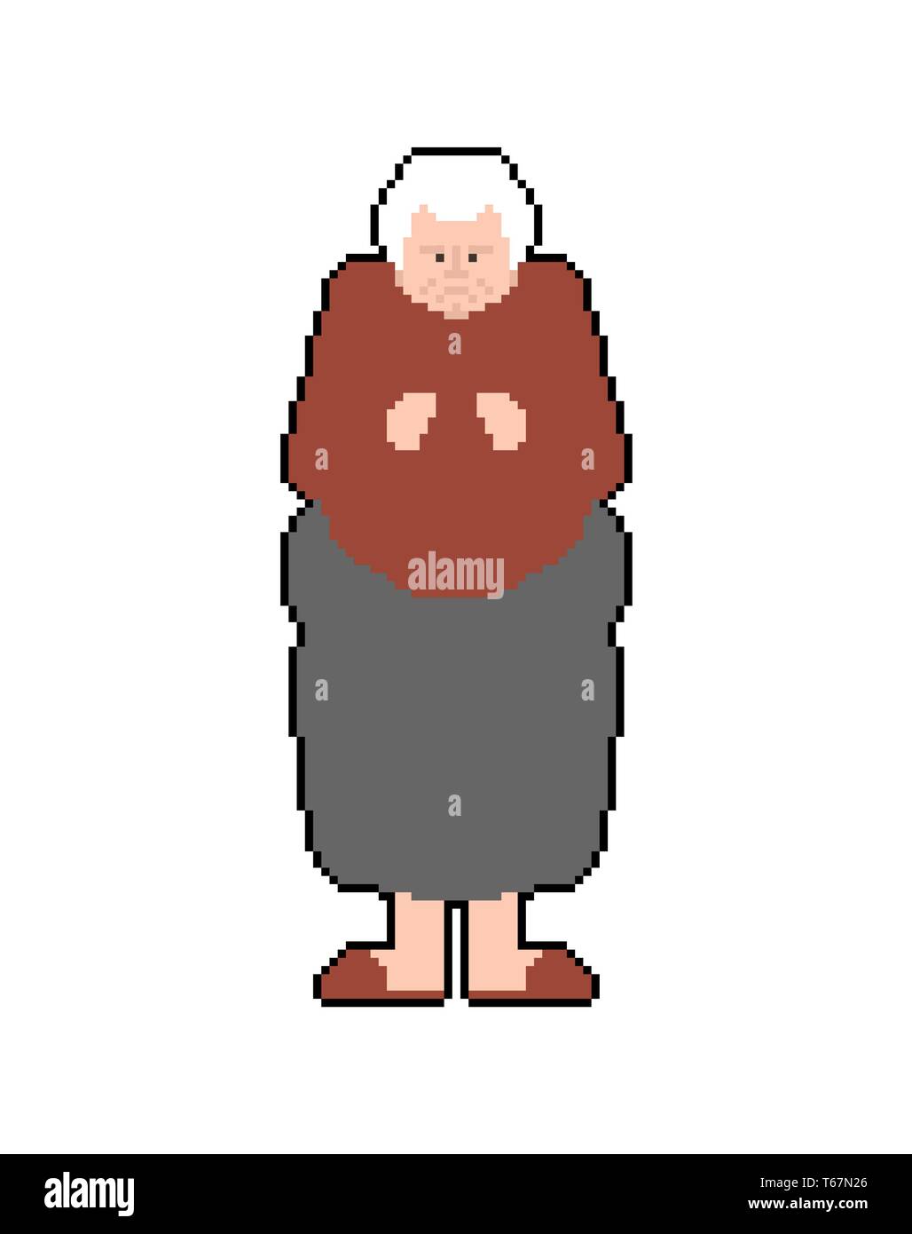 Grandmother pixel art. Granny pixelated. Old lady Old game graphics. 8