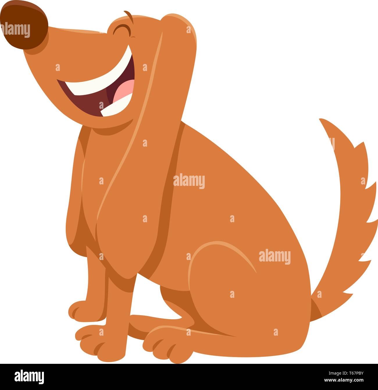 Cartoon Illustration of Happy Brown Dog Animal Character Stock Vector ...