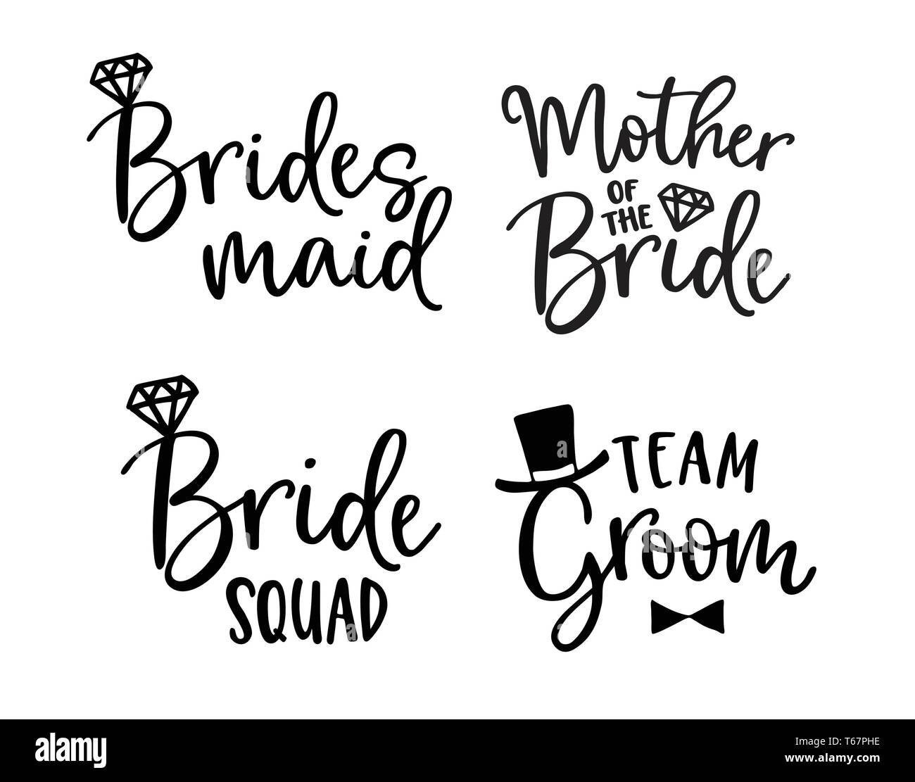 Wedding Lettering Set Black Hand Lettered Quotes With Diamond