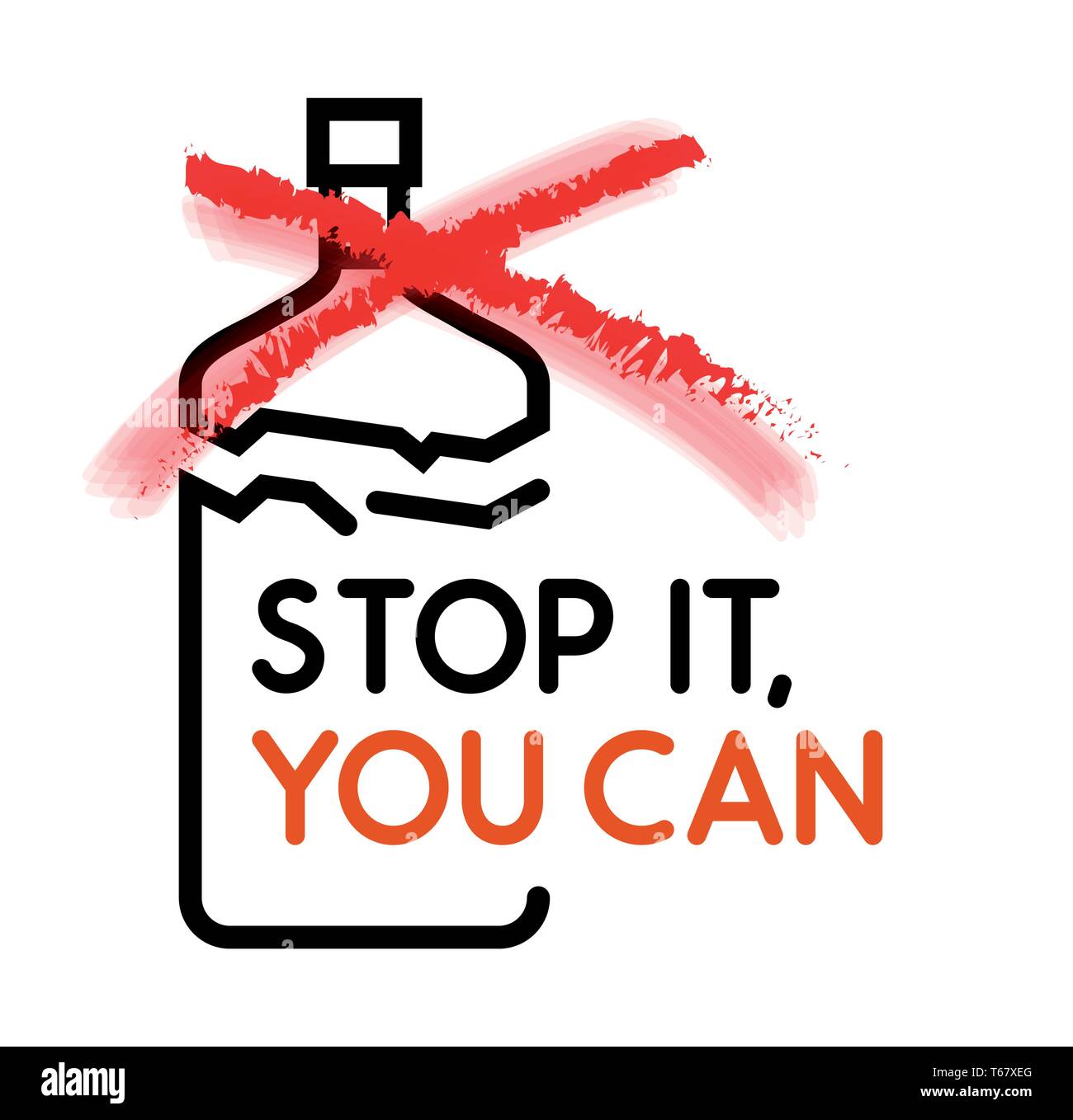 Banner with a crossed out bottle, antialcohol appeal. Simple