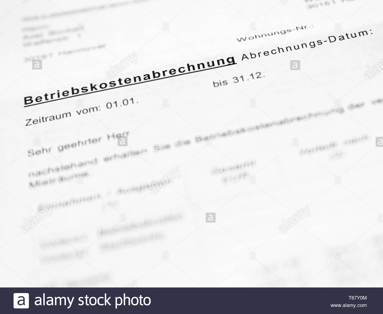 Betriebskostenabrechnung Stock Photos Betriebskostenabrechnung