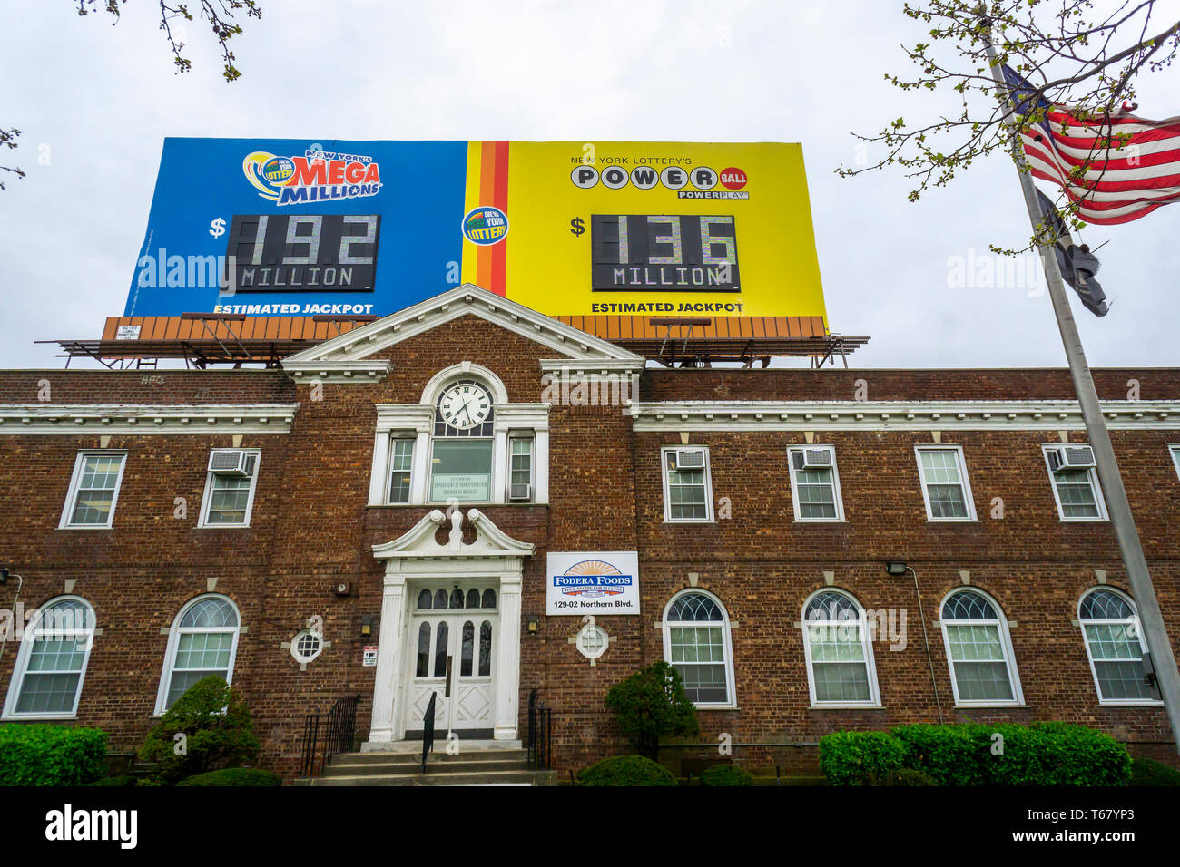 A billboard on a building in the Queens neighborhood of Flushing in New
