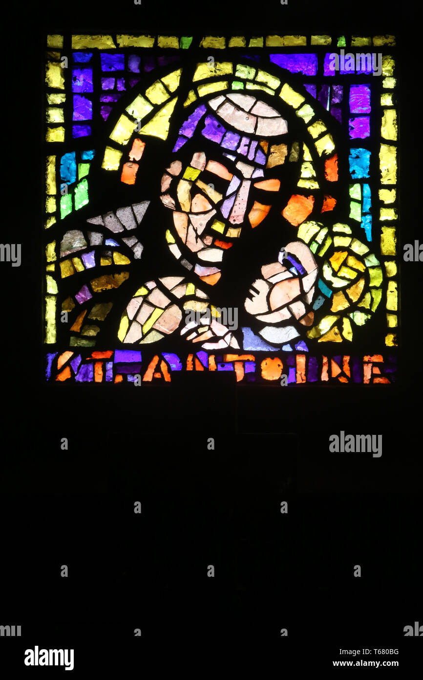 SaintAntoine de Padoue et l'Enfant Jésus. Vitrail. Eglise NotreDame