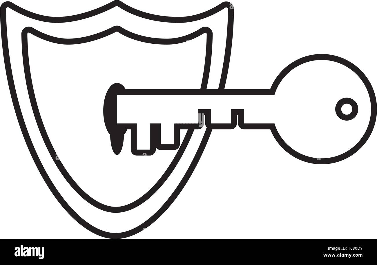 security icon shield with key cartoon vector illustration graphic ...