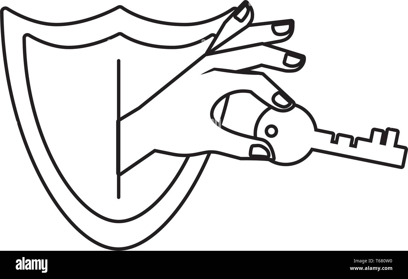 security icon shield with key cartoon vector illustration graphic ...