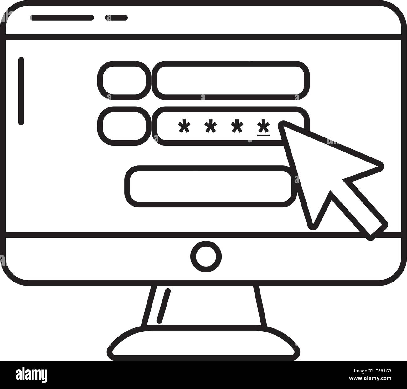 technology device computer pc screen security password cartoon vector ...