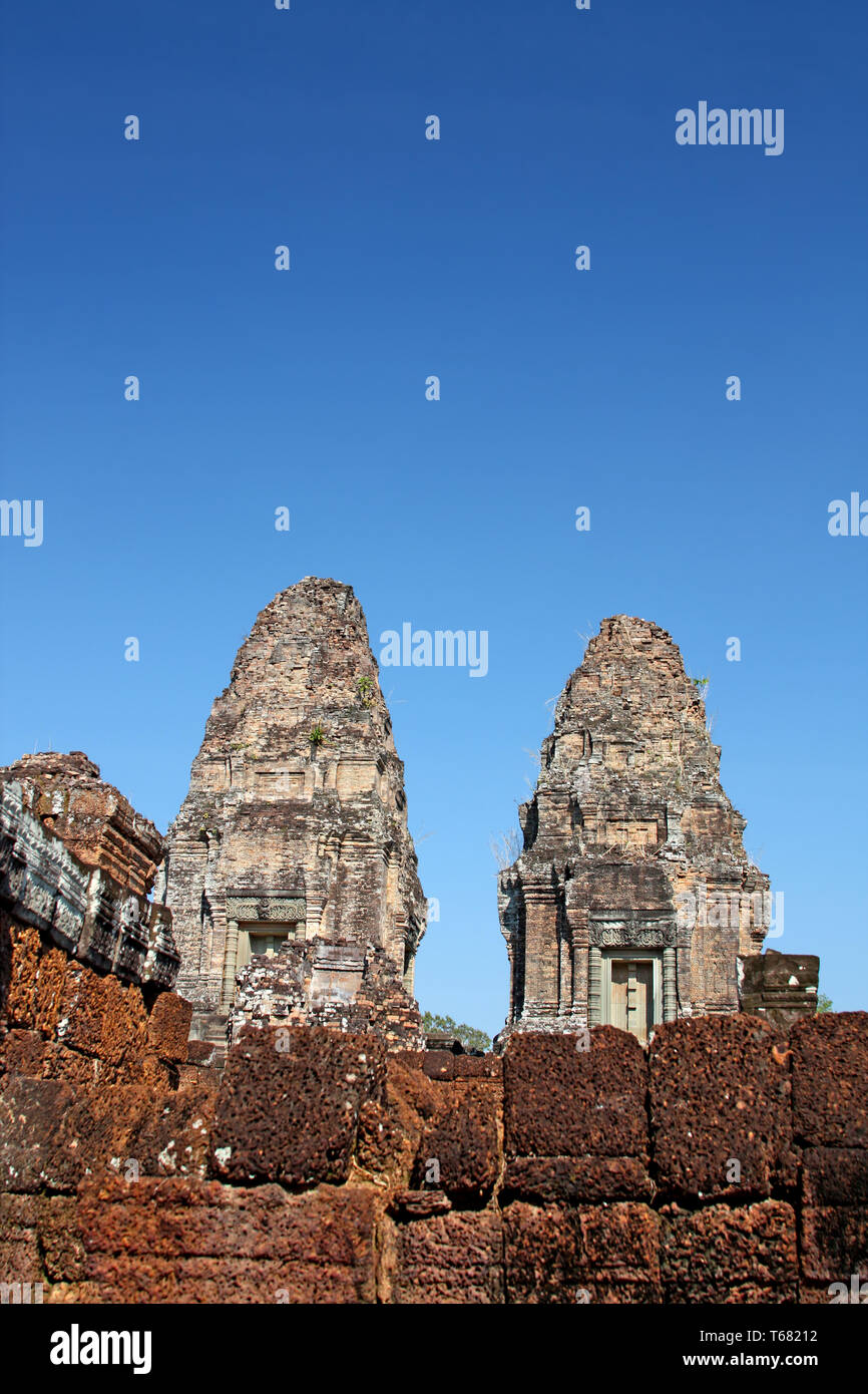Temple Towers in Angkor. Ancient Khmer city in Cam Stock Photo