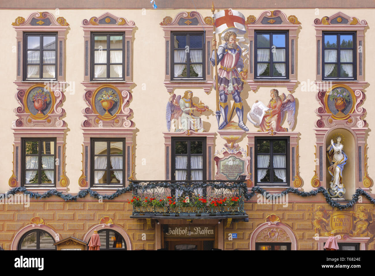 Lüftlmalerei, a kind of trompe l'oeil on houses in Bavaria and Austria Stock Photo