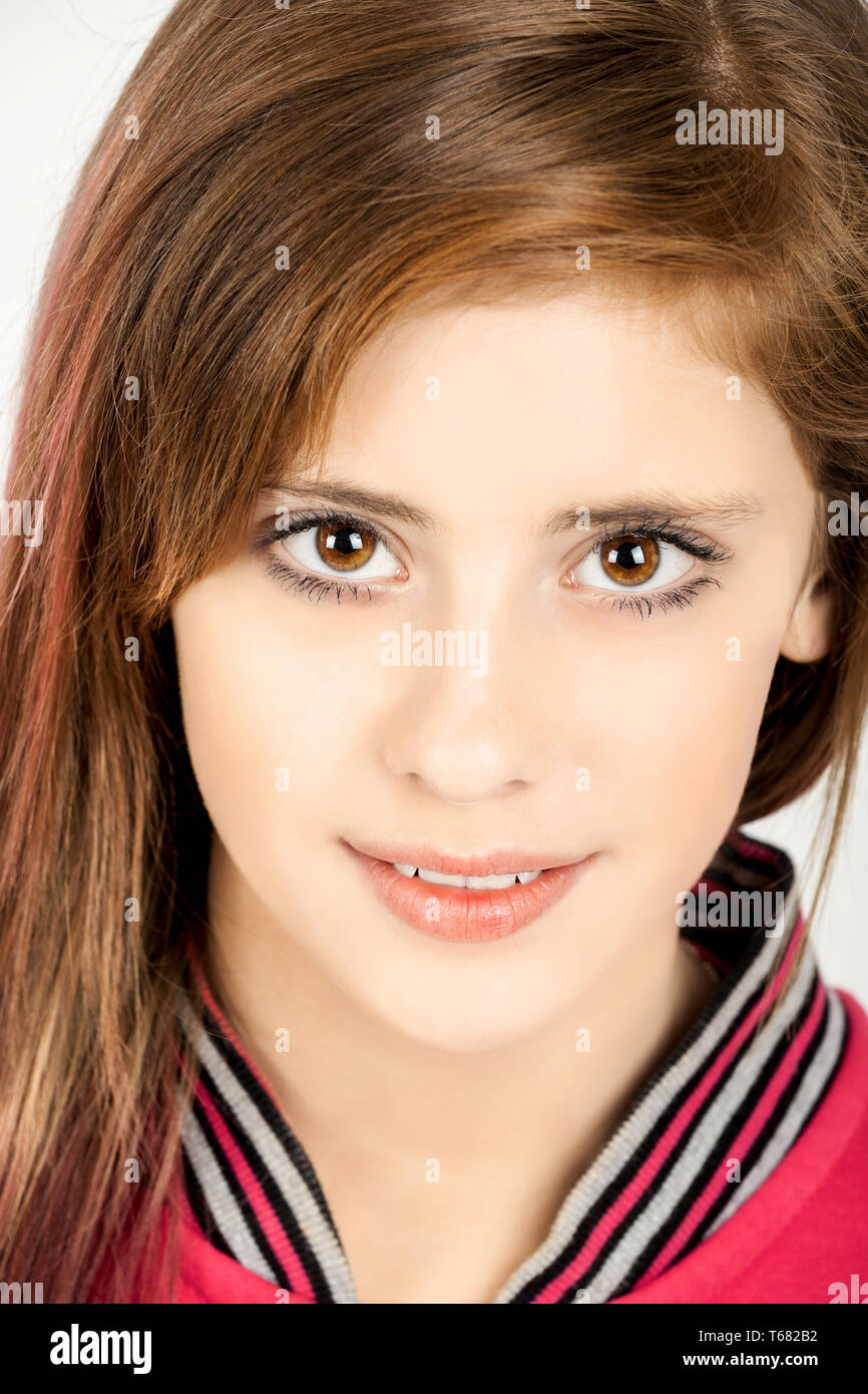 Studio portrait of young beautiful girl Stock Photo - Alamy