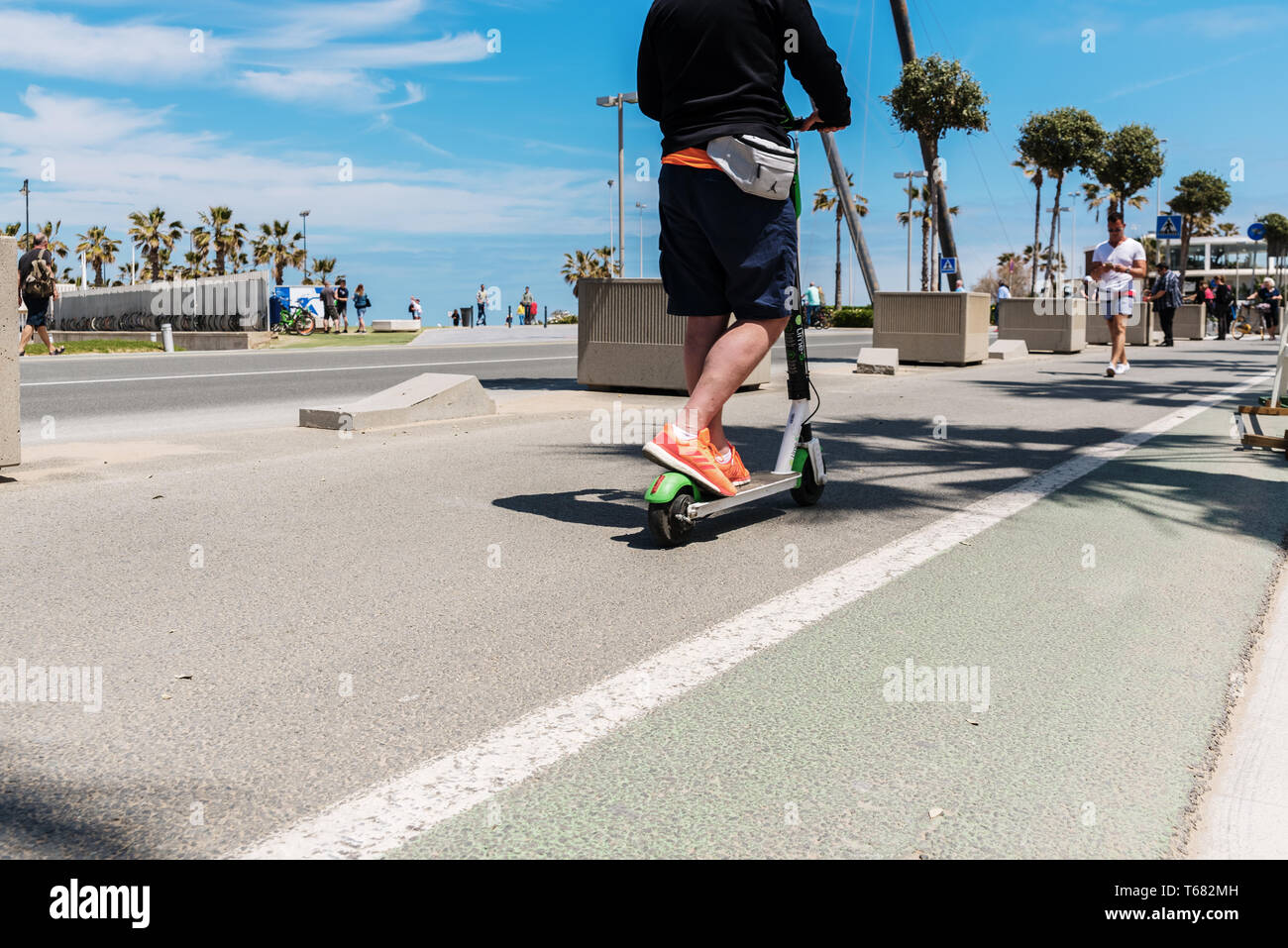 Valencia, Spain April 29, 2019 Tourists moving around the city on