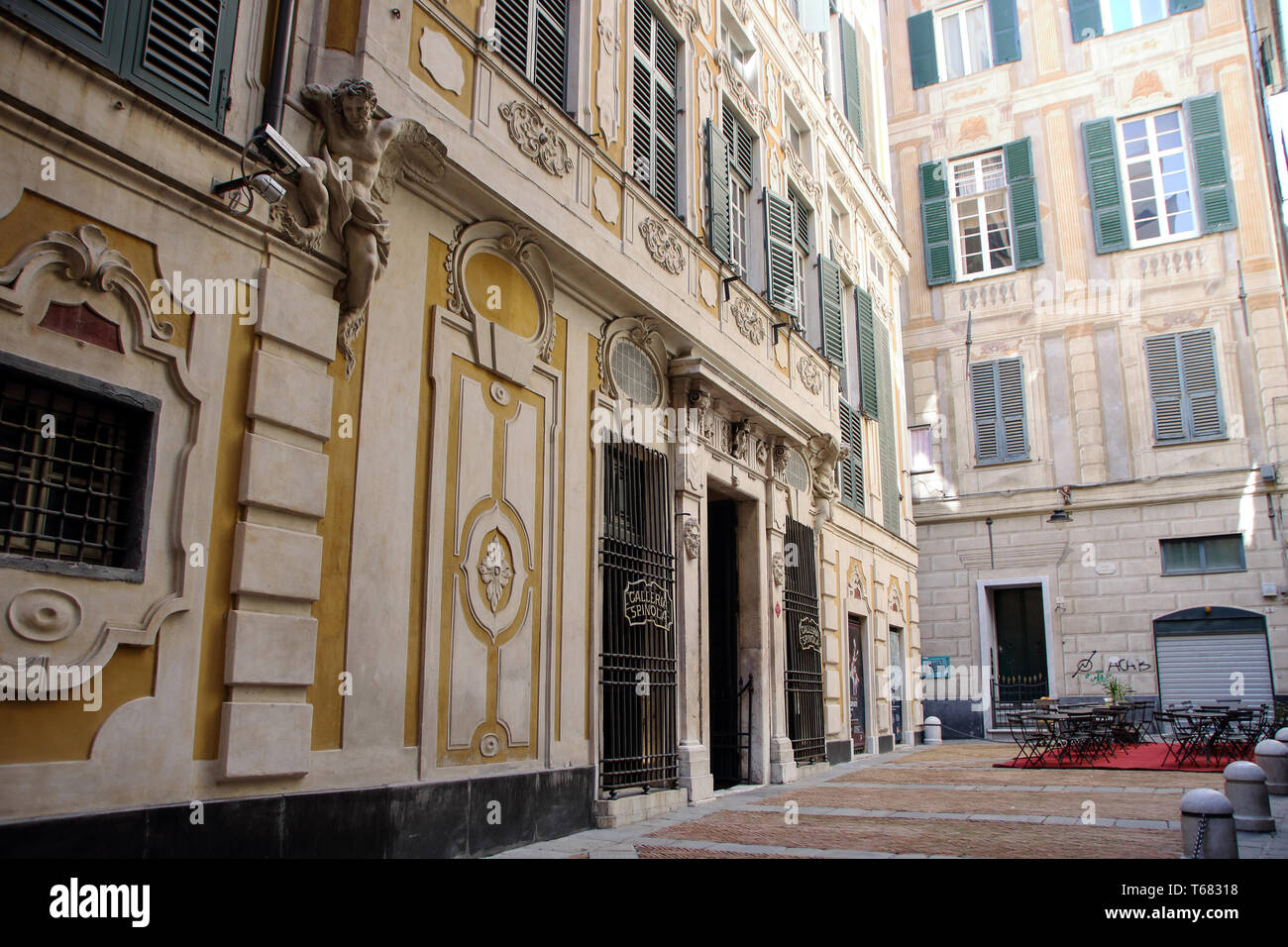 At Genoa, Italy, On 04/01/2018 -The facade of Spinola  Palace in Genoa, Italy Stock Photo
