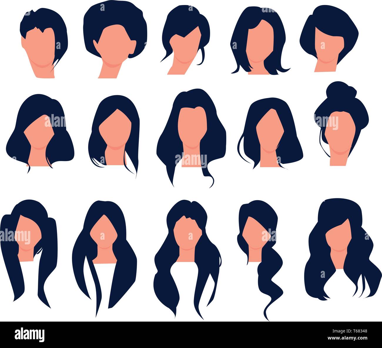 Beautiful women hair style collections. Vector Stock Vector Art