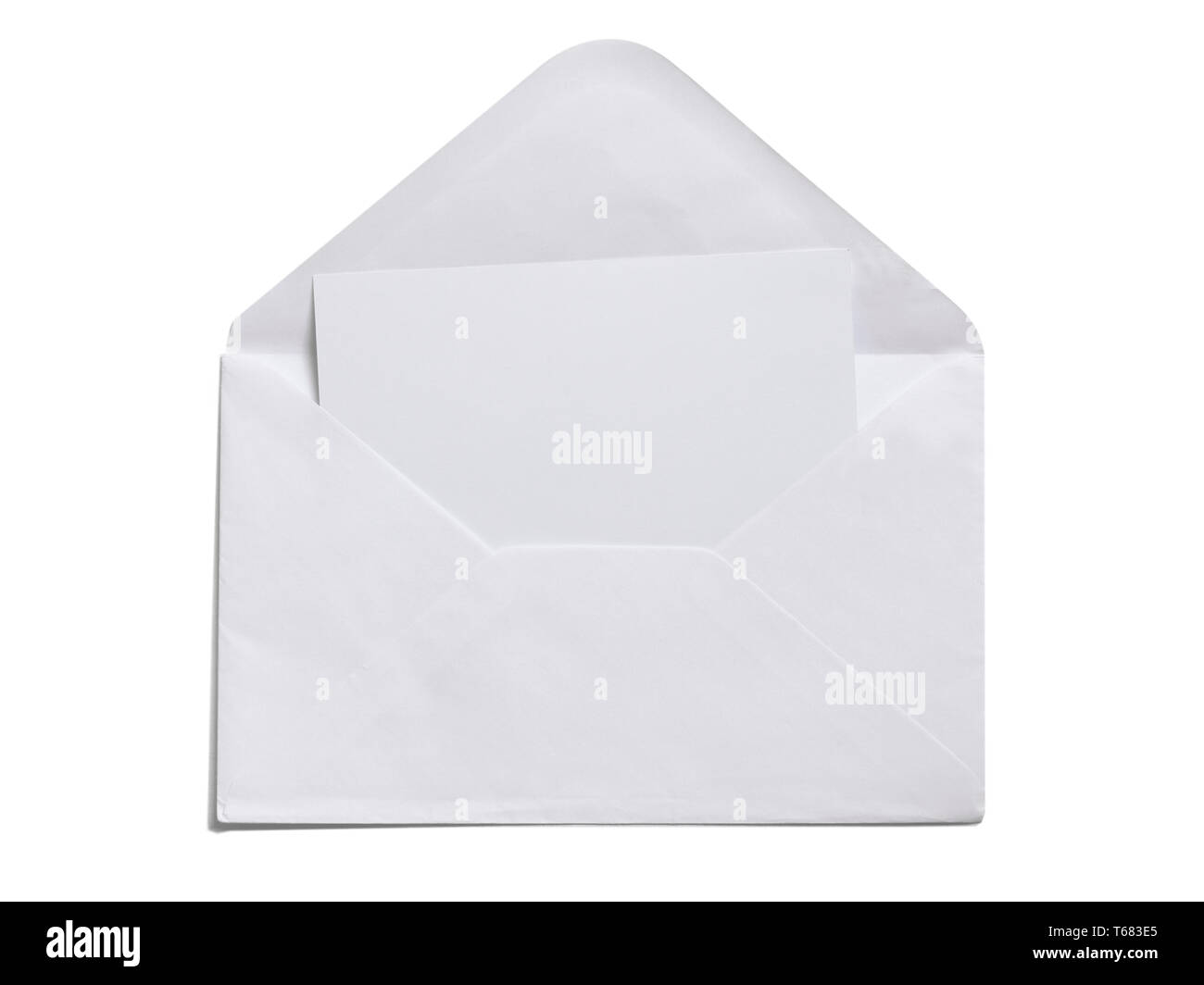 White opened envelope isolated on white Stock Photo Alamy