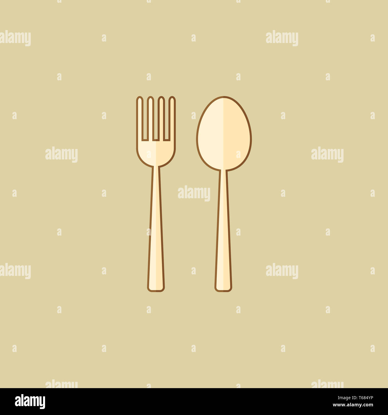 Spoon and Fork. Food Flat Icon Stock Photo - Alamy