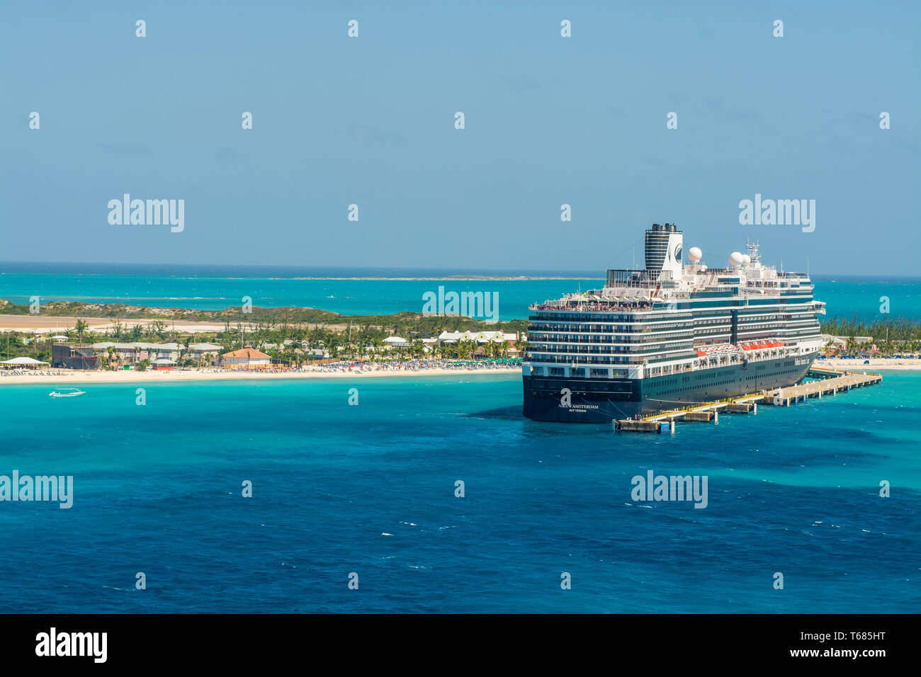 Cruise ship, Grand Turk Cruise Port, Grand Turk Island, Turks and Caicos Islands, Caribbean. Stock Photo
