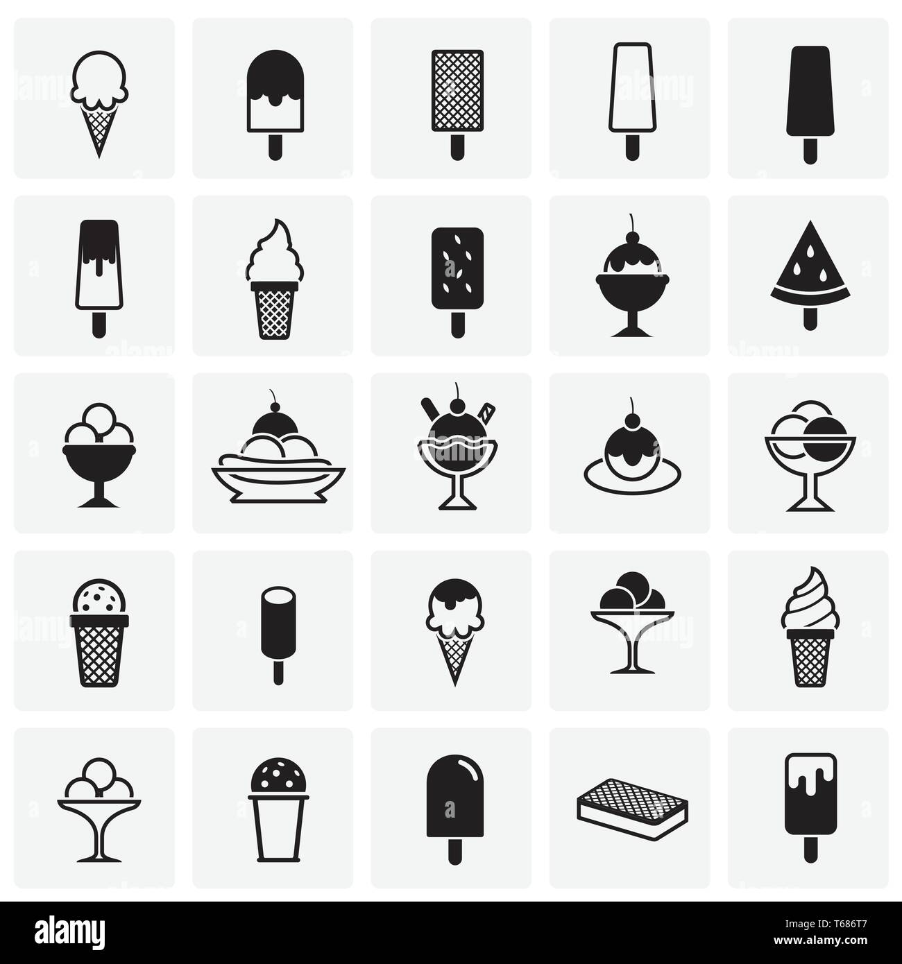 Ice cream icons set on squares background for graphic and web design ...