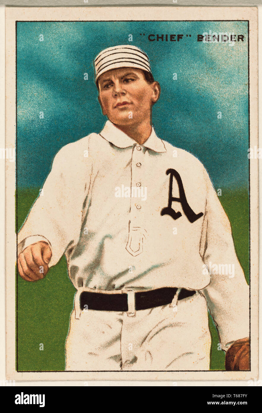 'Chief' Bender, Philadelphia Athletics, Baseball Card Portrait, 1912 Stock Photo