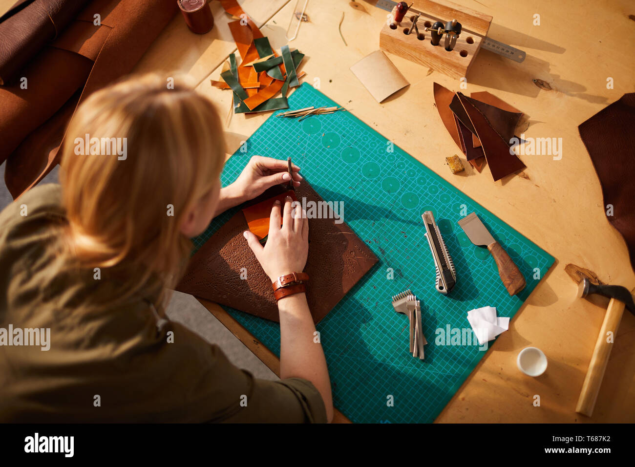 Female Artisan High angle view Stock Photo