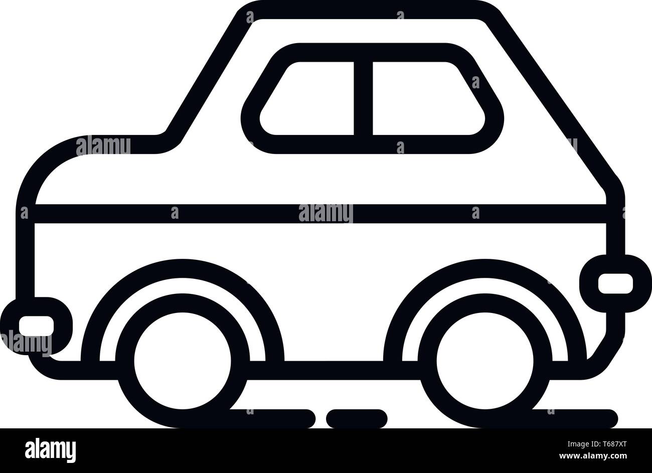 This vector image shows a car icon in glyph style. It is isolated on a ...