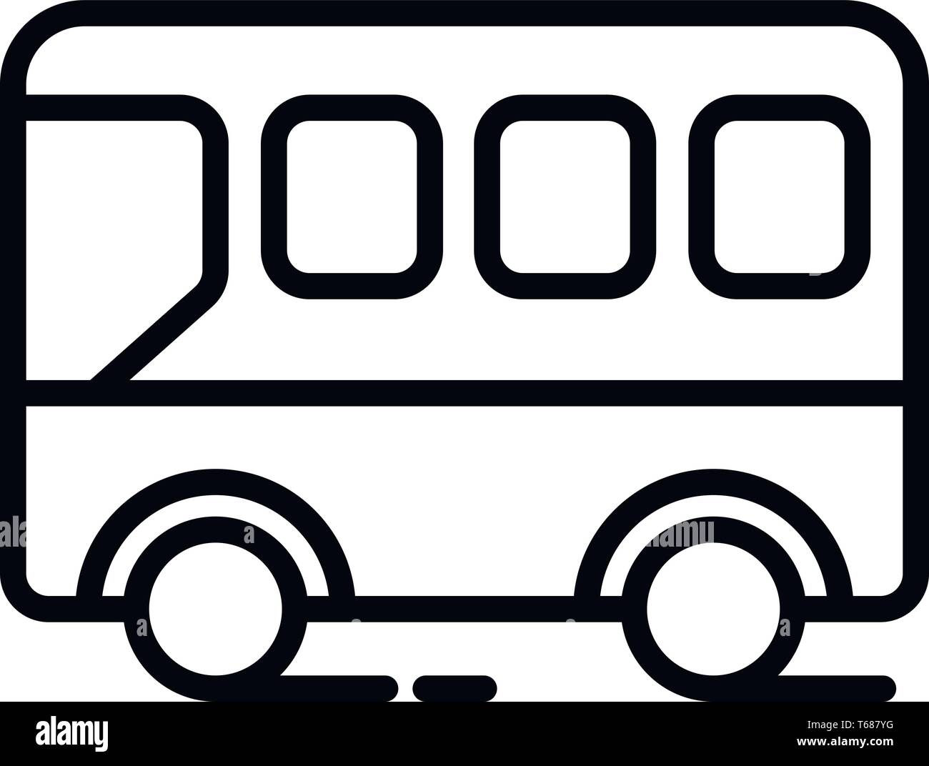 This vector image shows a bus side view icon in glyph style. It is ...