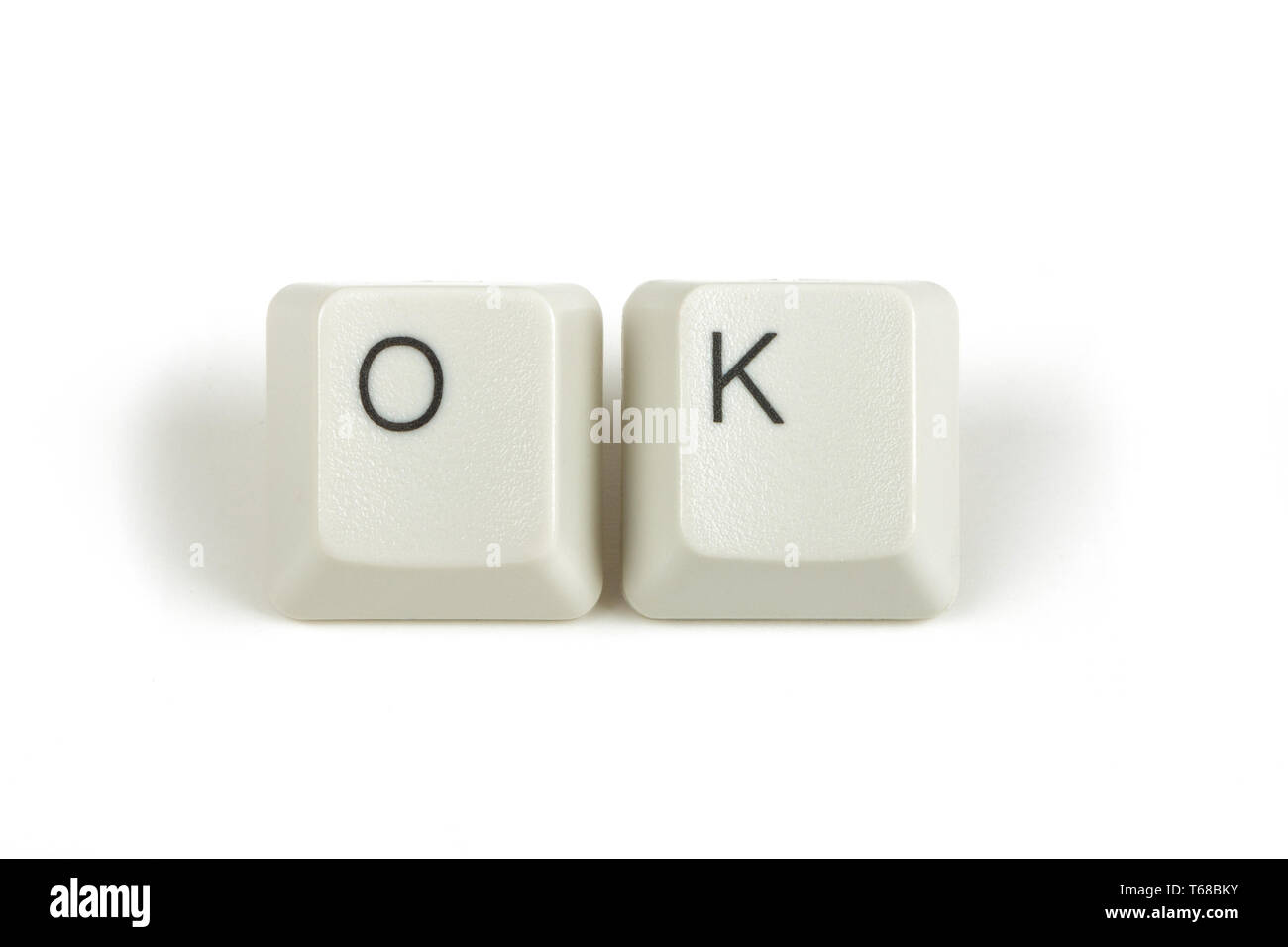 ok from scattered keyboard keys on white Stock Photo