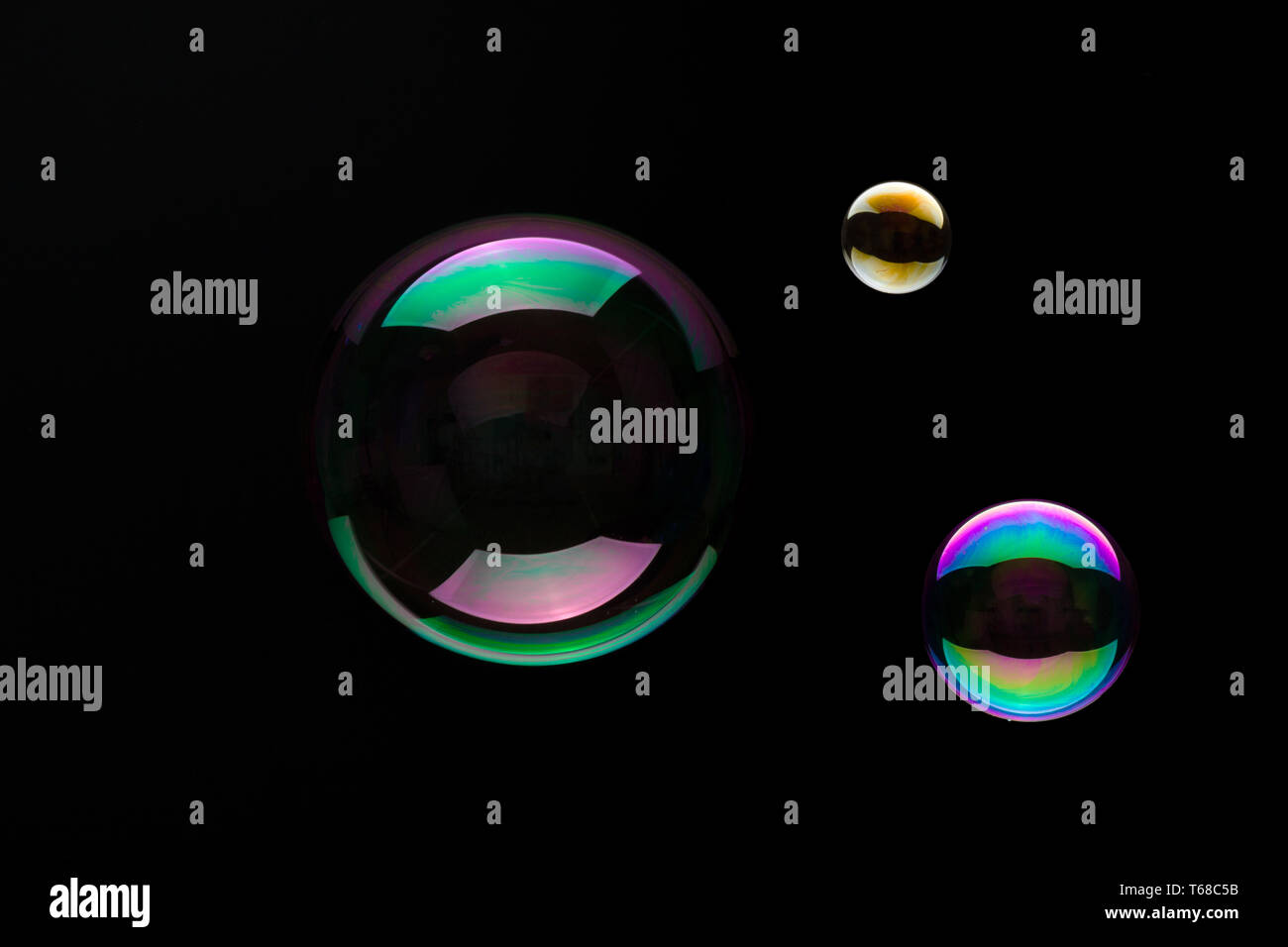Soap Bubbles On A Black Background Stock Photo