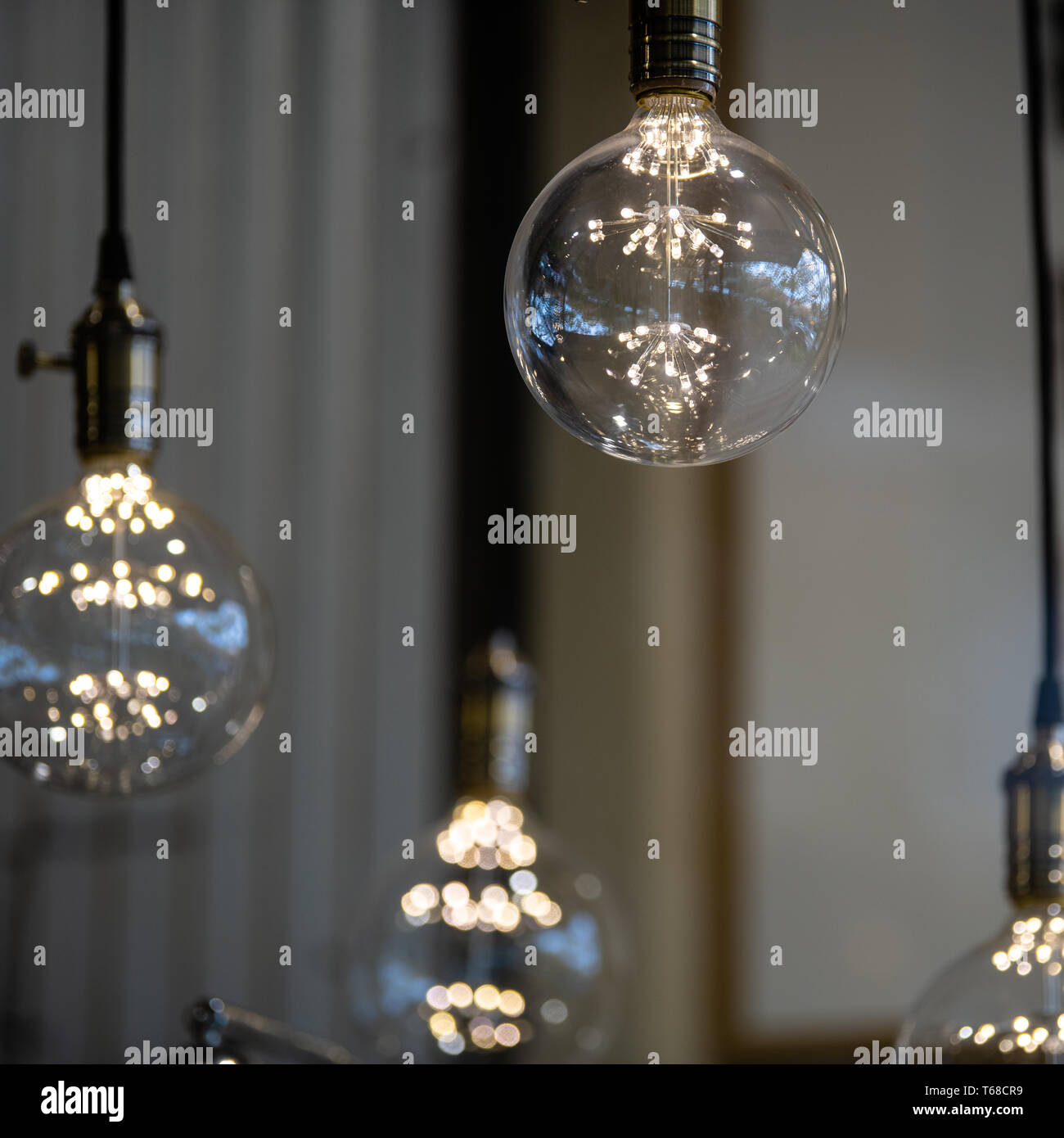 Led Pendant Lights With Round Glass Balls Brass Sockets