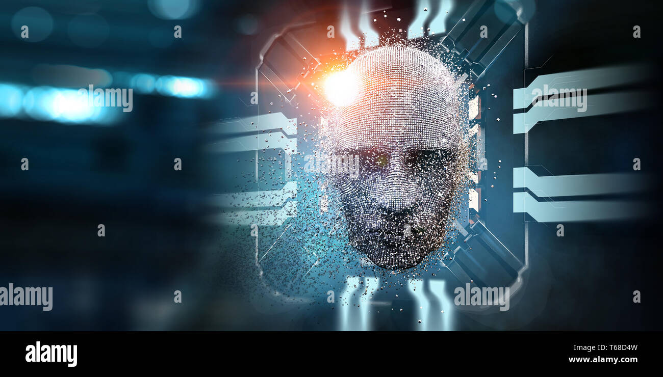 Digital head, artificial intelligence concept Stock Photo - Alamy