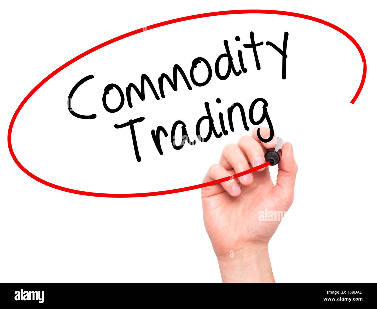 Man Hand writing Commodity Trading with black marker on visual screen ...