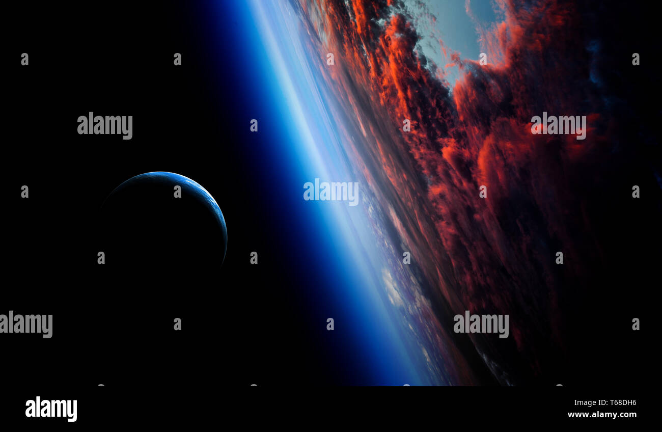 Abstract planets and space background Stock Photo - Alamy