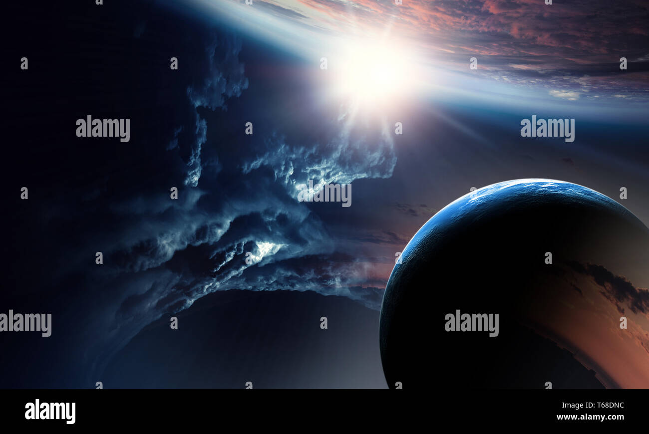 Abstract planets and space background Stock Photo - Alamy