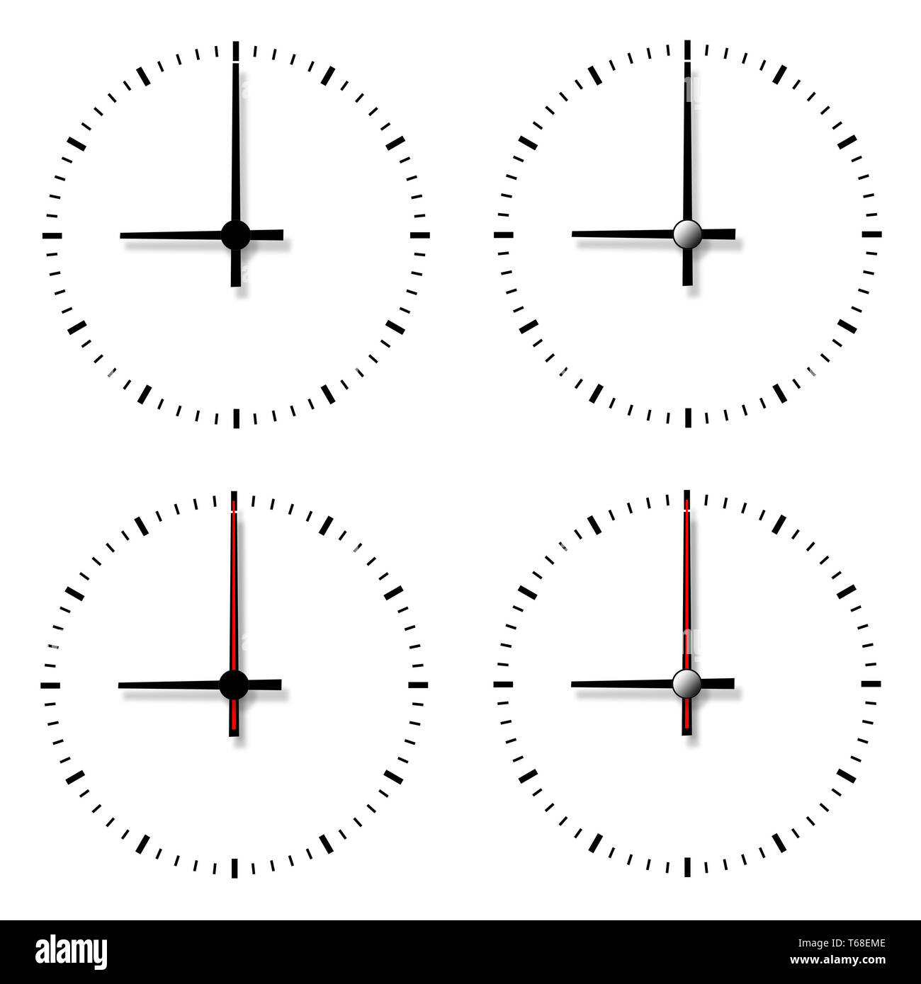Set of clocks without numbers Stock Photo Alamy