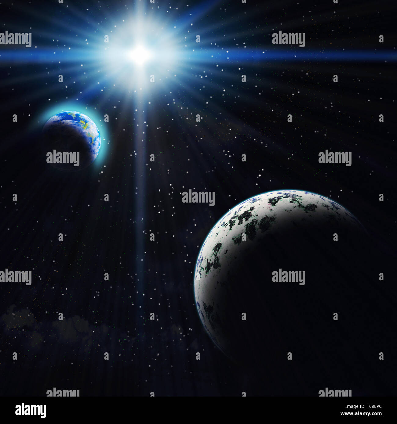 Planet sunrise sun in space hi-res stock photography and images - Alamy