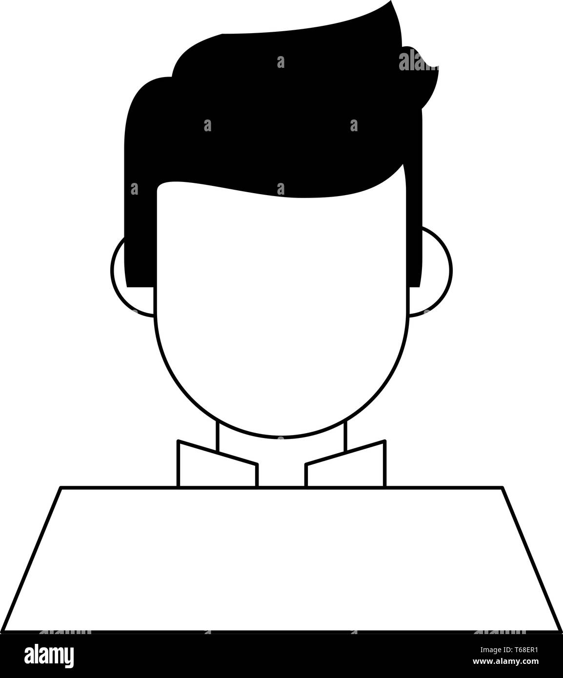 man avatar cartoon character portrait in black and white Stock Vector ...