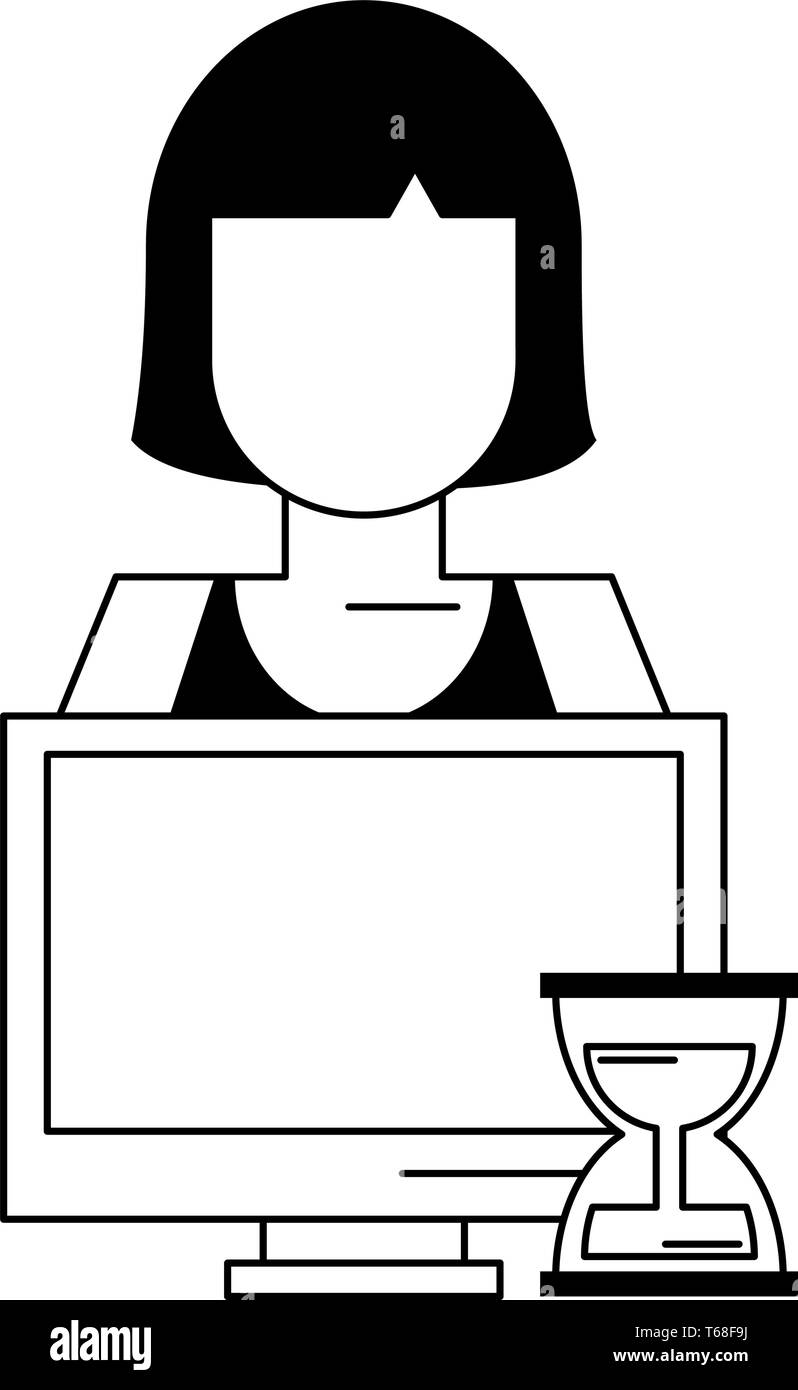 Computer Processing Hourglass computer with hourglass in black and white Stock Vector Image & Art - Alamy