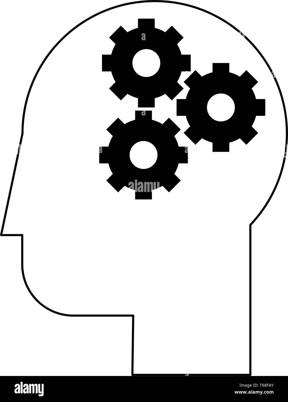 human head with gears in black and white Stock Vector Image & Art - Alamy