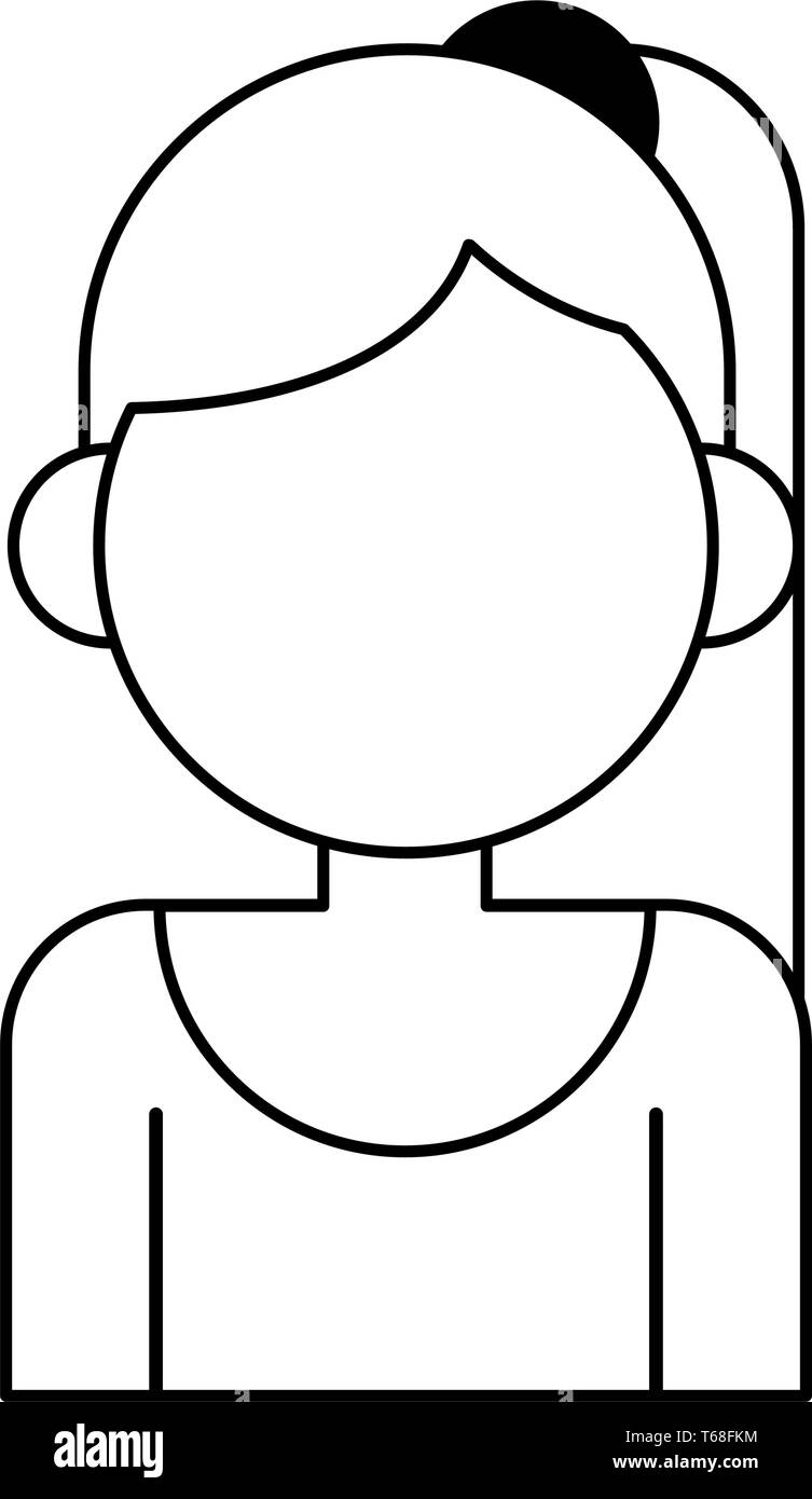 woman avatar cartoon character portrait in black and white Stock Vector ...