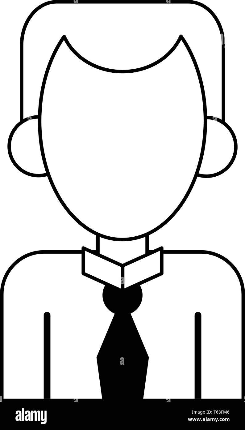 man avatar cartoon character portrait in black and white Stock Vector ...