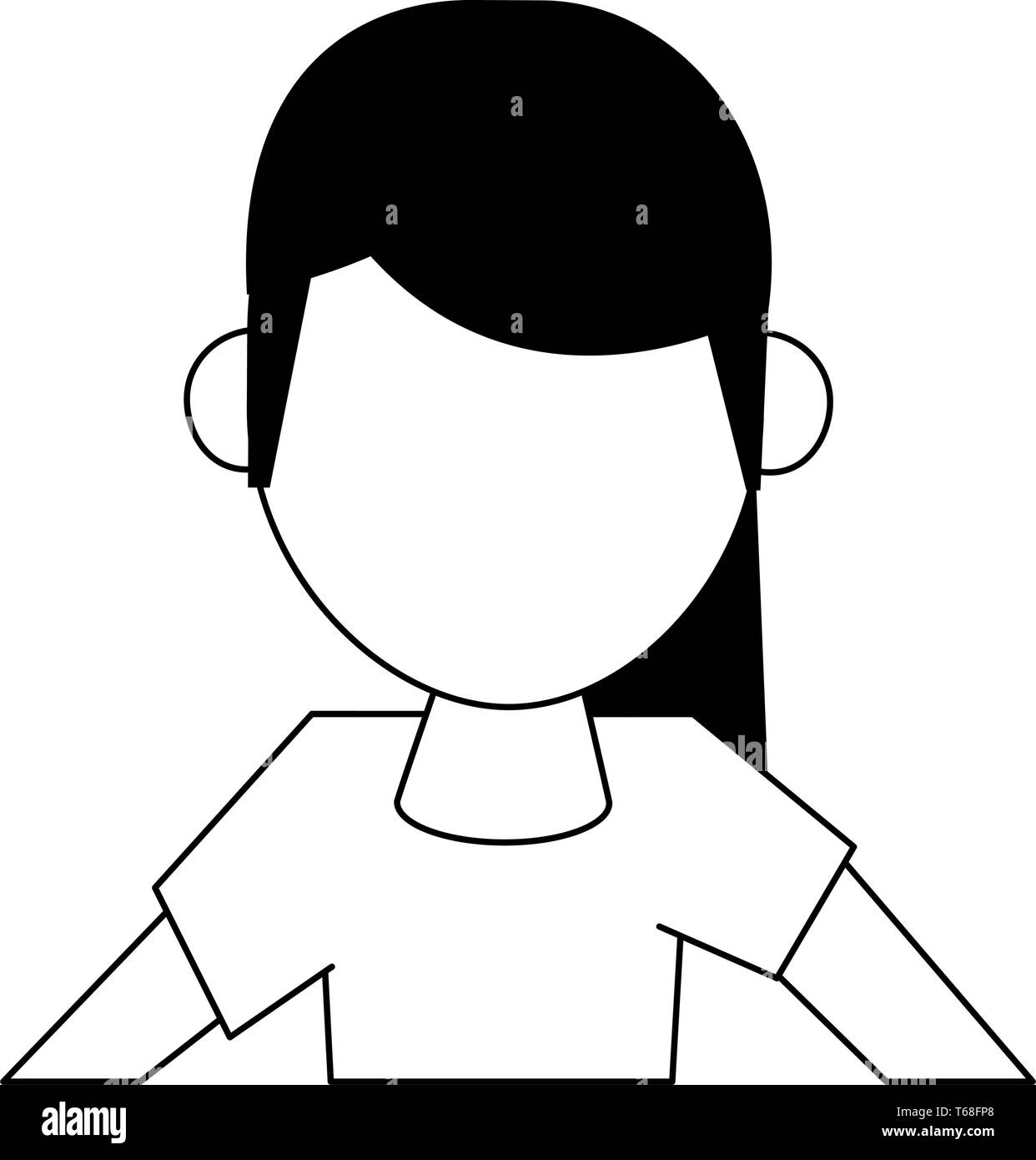 woman avatar cartoon character portrait in black and white Stock Vector ...