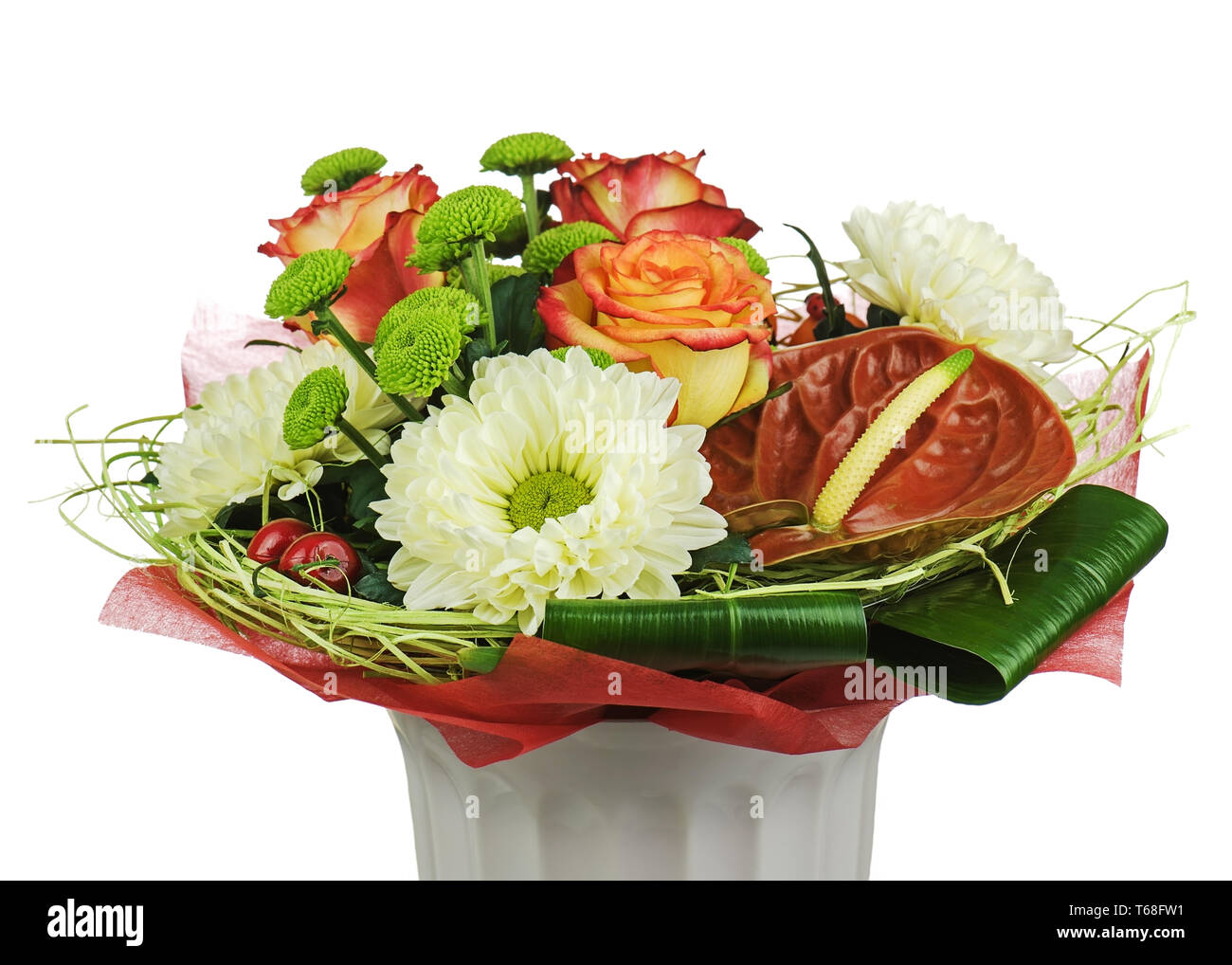 Colorful flower bouquet isolated on white background Stock Photo - Alamy