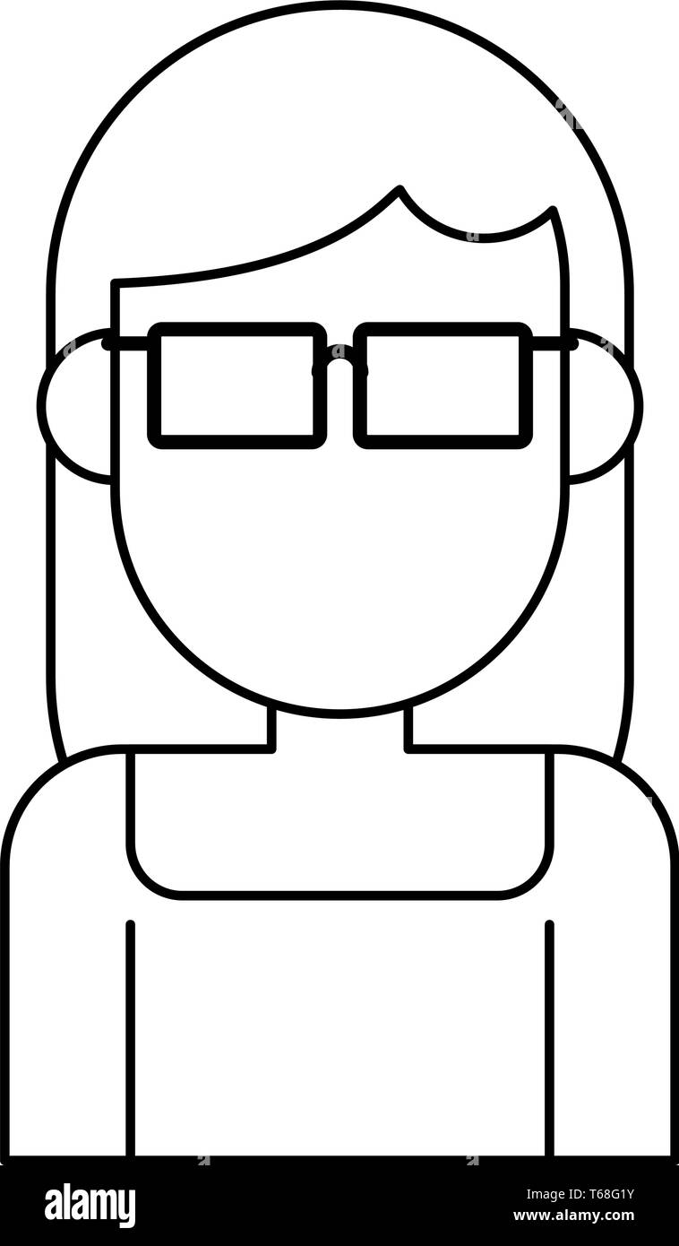woman avatar cartoon character portrait in black and white Stock Vector ...