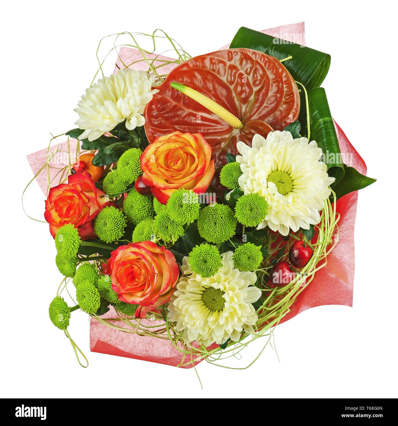 Colorful flower bouquet isolated on white background Stock Photo - Alamy