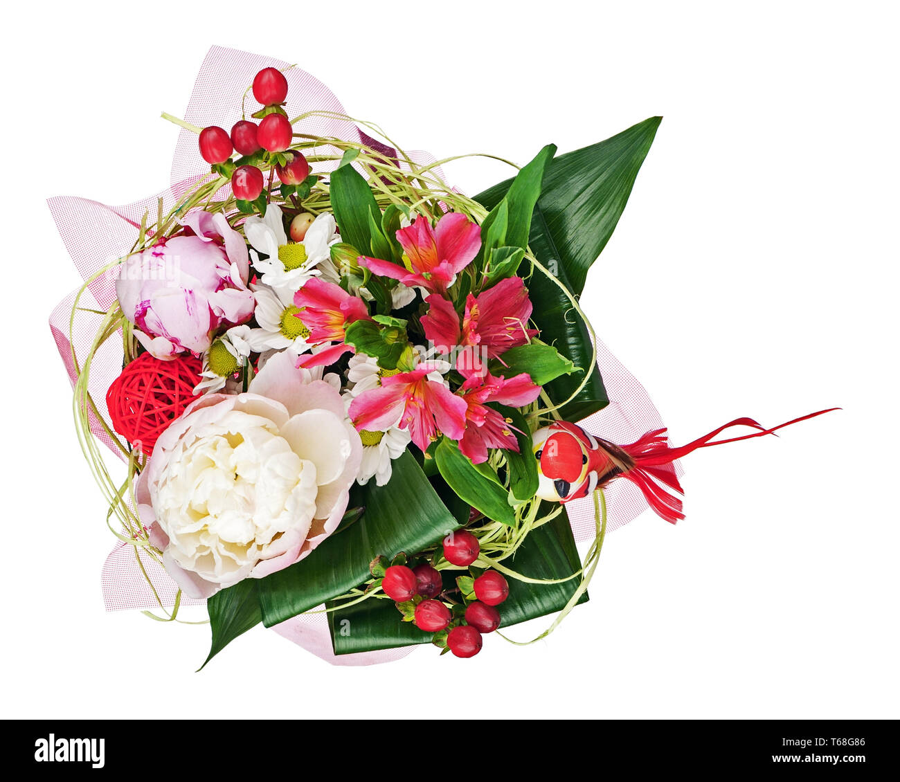 Colorful flower bouquet isolated on white background Stock Photo - Alamy