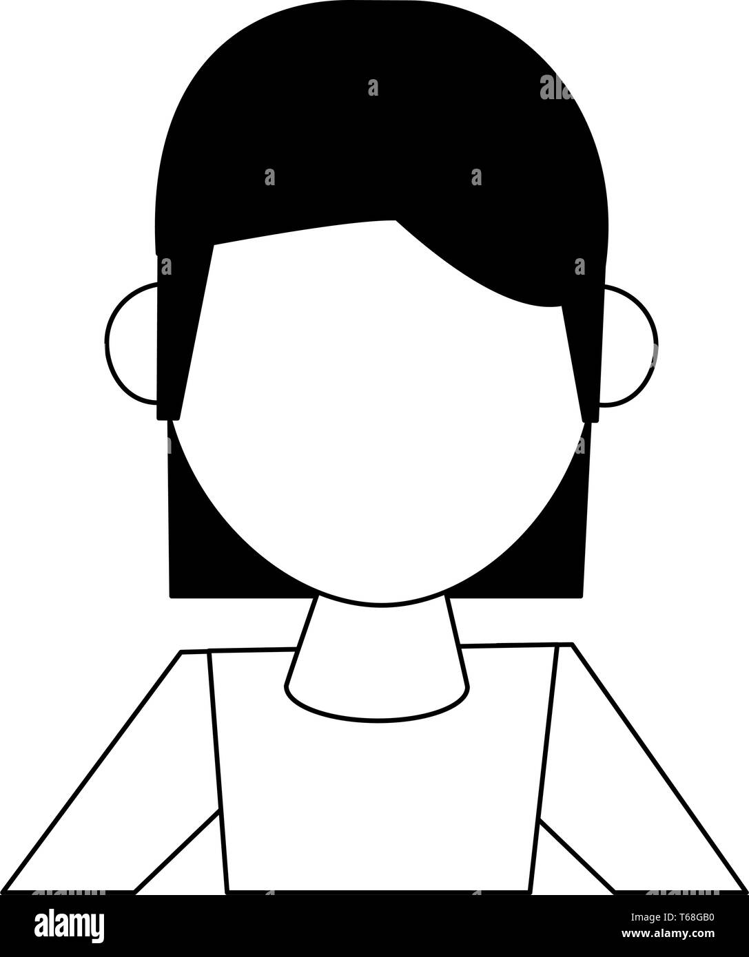 woman avatar cartoon character portrait in black and white Stock Vector ...
