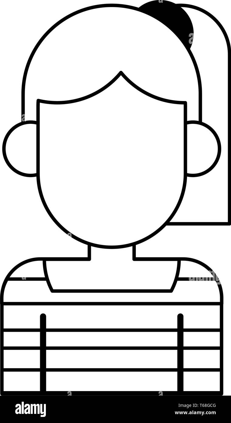 woman avatar cartoon character portrait in black and white Stock Vector ...