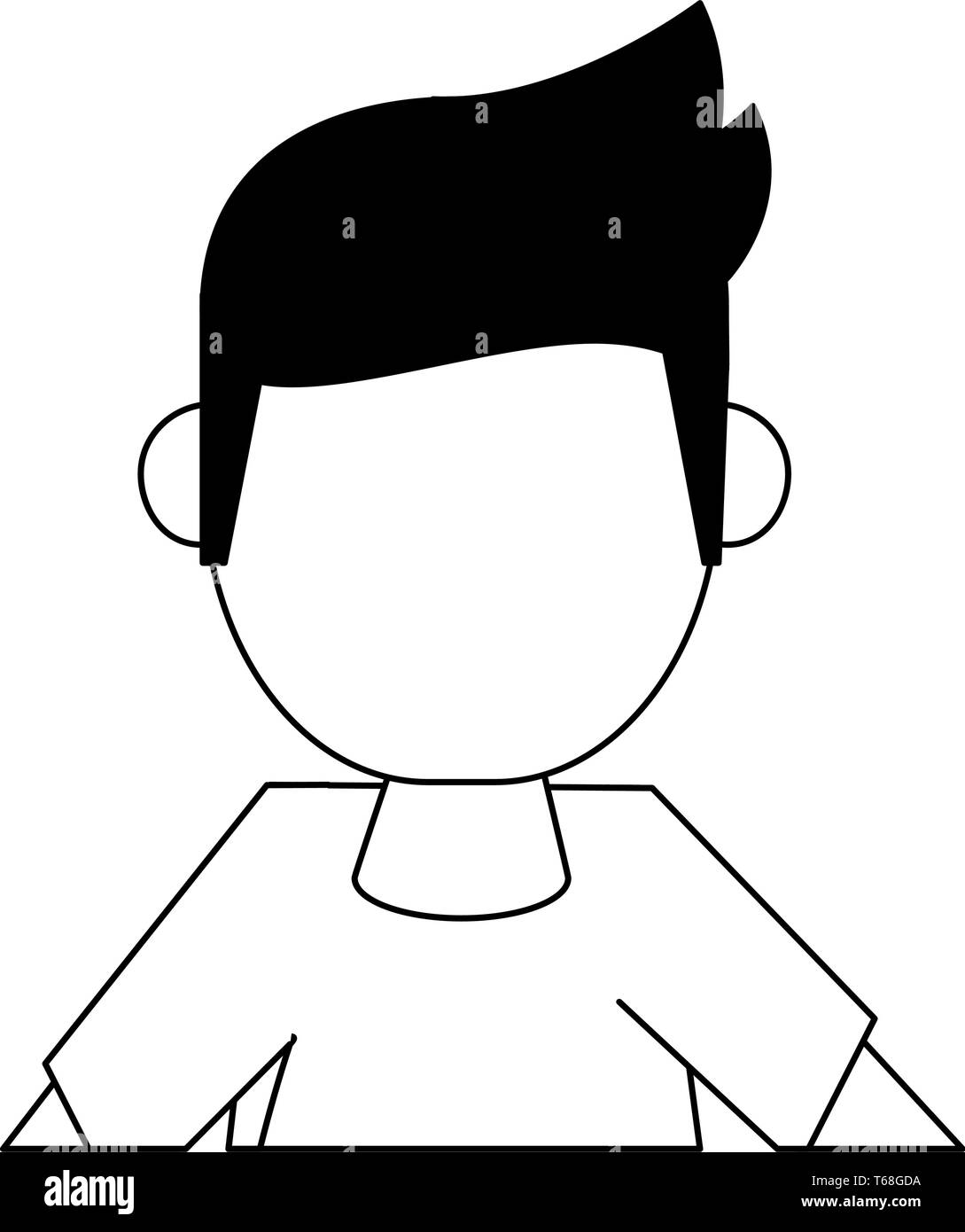 man avatar cartoon character portrait in black and white Stock Vector ...